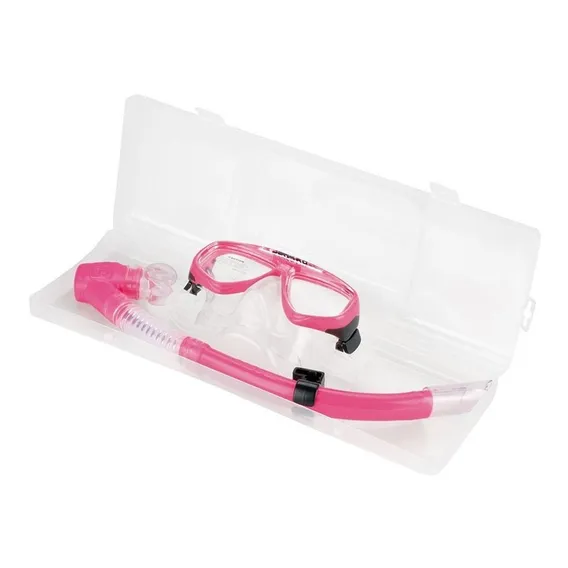 Mascara E Snorkel C/ Válvula E Anti Onda Kit Prata Seasub Cor Rosa Foto 1