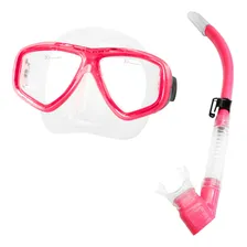 Mascara E Snorkel C/ Válvula E Anti Onda Kit Prata Seasub Cor Rosa Foto mini 3