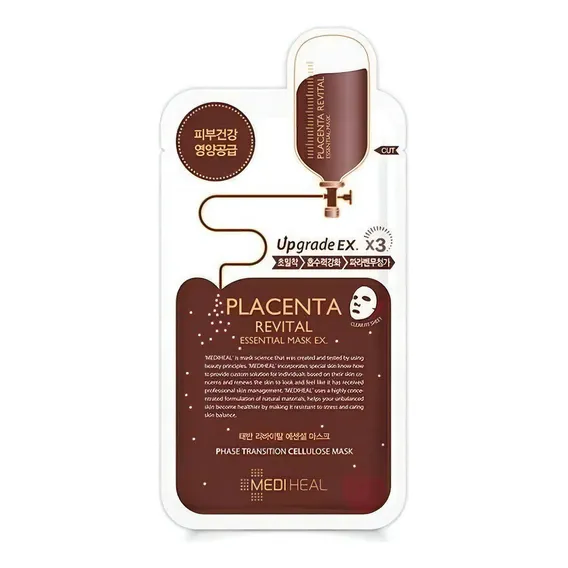 Máscara faciai para pele Mediheal Placenta Revital Essential Mask y 25mL Foto 1