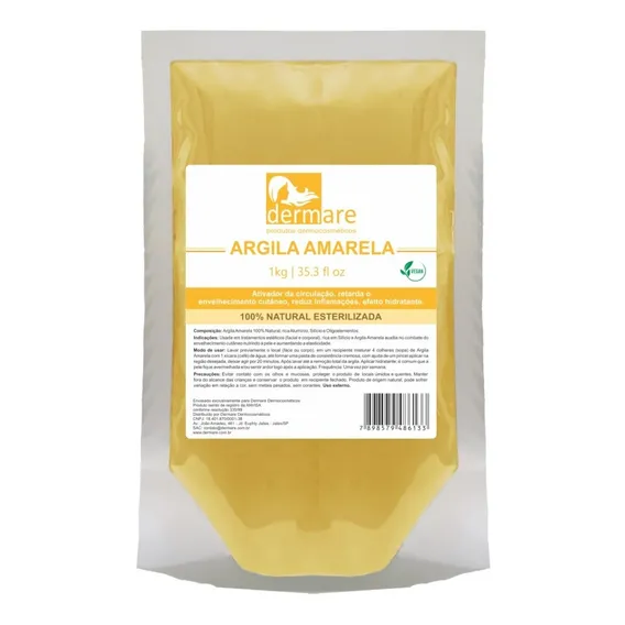 Mascara Facial Argila Amarela Anti Idade Dermare 1kg Foto 1
