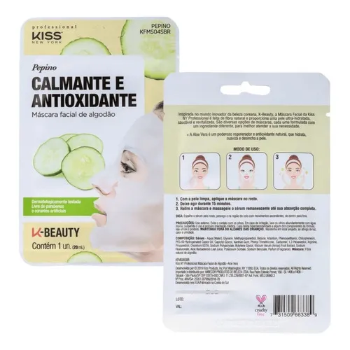 Máscara Facial Calmante Antioxidante Pepino Kiss Ny Tipo de pele Normal Foto 1