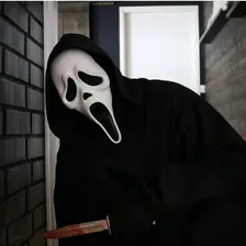 Máscara Hallowen Filme Panico Com Capuz Terror Festa Cosplay Cor Branco Foto mini 3