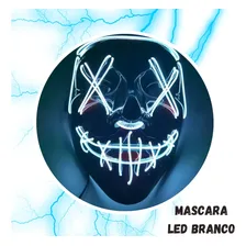 Mascara Led Neon Carnaval Cosplay Fantasia Halloween Terror Cor Mascara Led Branco Foto mini 4