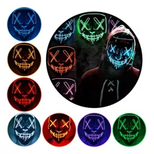 Mascara Led Neon Carnaval Cosplay Fantasia Halloween Terror Cor Mascara Led Branco Foto mini 1