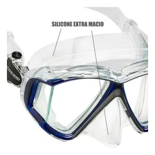Máscara Mergulho Silicone Cressi Pano 4 Vidros Temperados Cor Transp/Azul Foto mini 4