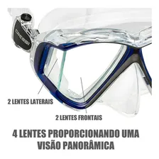 Máscara Mergulho Silicone Cressi Pano 4 Vidros Temperados Cor Transp/Azul Foto mini  2