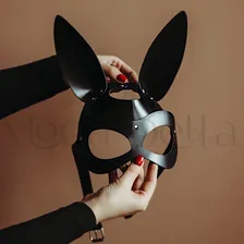 Máscara Mulher Gato Couro Fantasia Preta Halloween / Coelho Cor Mascara Preta Mascara Gato Luxo Foto mini 1