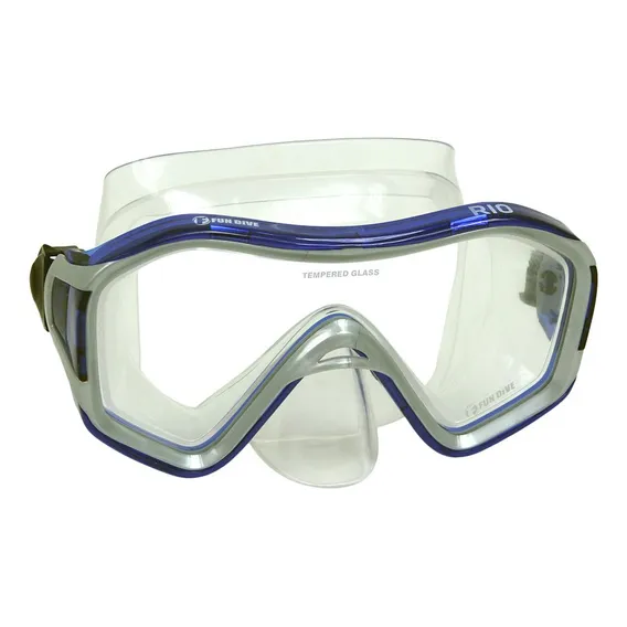 Máscara Óculos Rio Fun Dive - Mergulho, Snorkel, Apneia - Lente Única E Vidros Temperados Cor Transp / Azul Foto 1