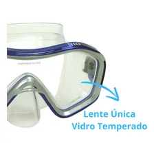 Máscara Óculos Rio Fun Dive - Mergulho, Snorkel, Apneia - Lente Única E Vidros Temperados Cor Transp / Azul Foto mini 4