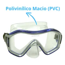 Máscara Óculos Rio Fun Dive - Mergulho, Snorkel, Apneia - Lente Única E Vidros Temperados Cor Transp / Azul Foto mini 2