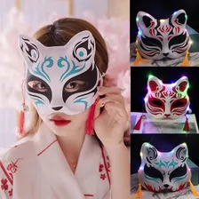 Mascara Raposa Japonesa Rosto Kitsune Gato Fantasia Com Led Cor Preto/vermelho Foto mini 4