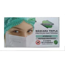 Máscara Tnt Tripla Descartável C/elástico - Cx 50 - Protdesc Cor Branco Foto mini 1