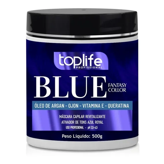 Máscara Tonalizante Blue 500gr Toplife Pronta Foto 1