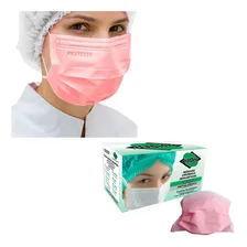 Máscara Tripla Camada Protdesc Descartável Elástico Rosa 100 Foto  mini 1