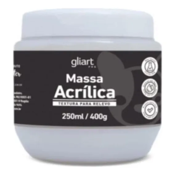 Massa Acrílica Textura Para Relevo 250ml/400g - Gliart Foto 1