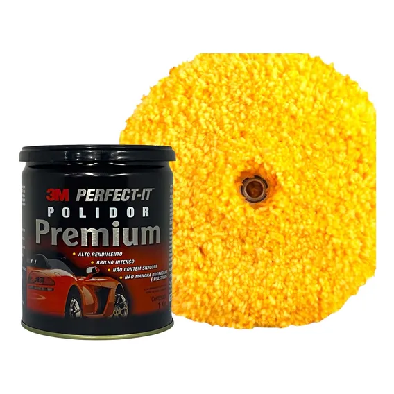 Massa Polir 3m Perfecet + Boina 8 Lã Dupla Face Amarela Foto 1