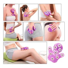 Massageador Corporal Luva Com 9 Esferas Bolas Aço Portátil Foto mini 4