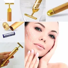 Massageador Facial Eletrico Antirugas Botox Lifting Vibração Cor Dourado Pilha Foto mini 1