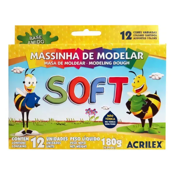 Massinha Massa De Modelar Acrilex Soft 12 Cores Foto 1