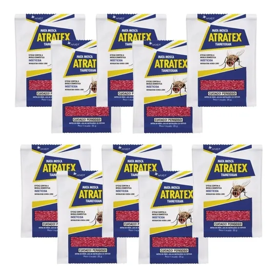 Mata Mosca Atratex 25g Isca P/ Mosca Doméstica 10 Envelopes Foto 1