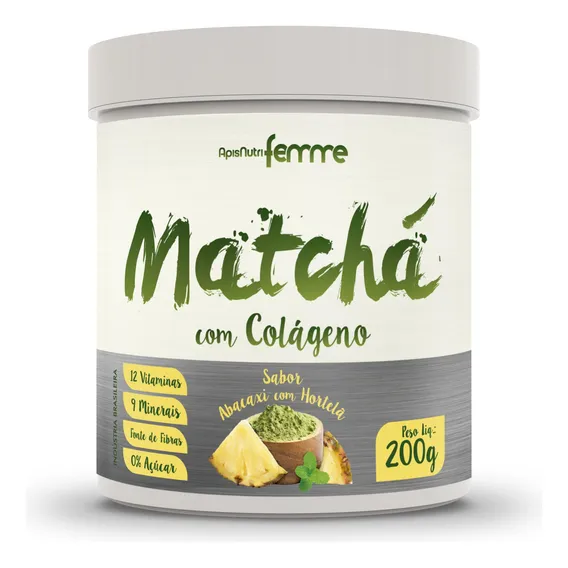 Matchá Solúvel Sabor Abacaxi Com Hortelã 200gr - Apisnutri Foto 1
