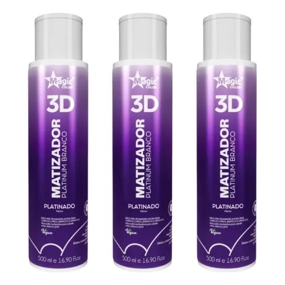 Matizador Gloss Magic Color 500ml Platinum Branco - 3un Foto 1
