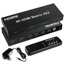 Matrix Switch Hdmi 4x2 Switch Splitter 4k Com Controle Foto mini 1