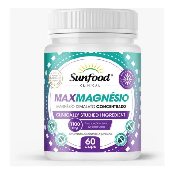 Max Magnesio Dimalato 1100mg 60 Capsulas Sunfood Foto 1