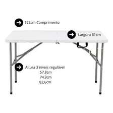 Maxchief Ajustável Mesa Dobrável Vira Maleta 1,22 M Cor Branco Foto mini 2