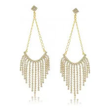 Maxi Brinco Com Pedras Folheado A Ouro 18k Foto mini 1