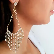 Maxi Brinco Com Pedras Folheado A Ouro 18k Foto mini 2