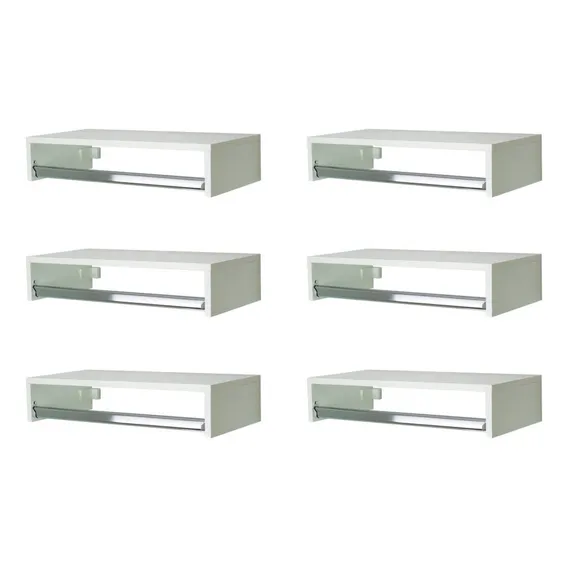 Mbrasil Arara Kit 6 Cabideiro Branco De Parede 60cm Foto 1