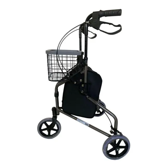 Mbrla891l - Andador Em Aluminio De 03 Rodas Prata Com Cesto Foto 1