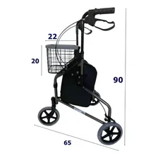 Mbrla891l - Andador Em Aluminio De 03 Rodas Prata Com Cesto Foto mini 4
