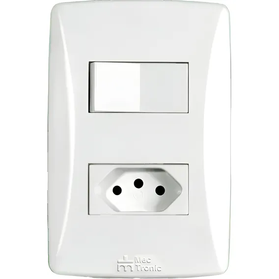 Mectronic Petra Conjunto 4x2 Tomada 10a Interruptor Simples Cor Branco Foto 1