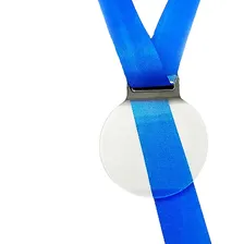 Medalha 5cm Cristal 2mm Fita Azul Foto mini 1