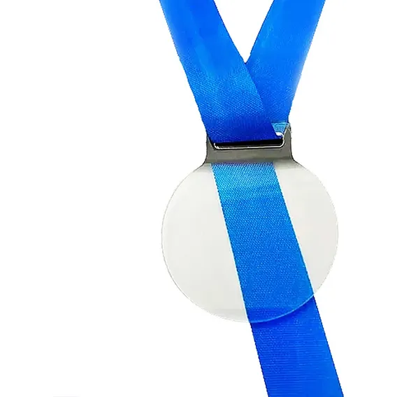 Medalha 5cm Cristal 2mm Fita Azul Foto 1