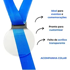 Medalha 5cm Cristal 2mm Fita Azul Foto mini 2