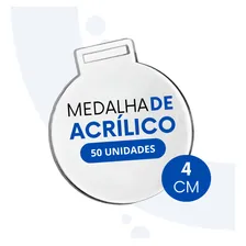 Medalha AcrÃlico Cristal Redonda Lisa Kit 50 Un 4cm 2mm Cor Transparente Foto mini 2