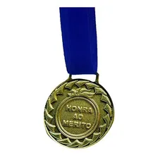Medalha De Ouro M30 Esportiva Honra Ao Mérito C/fita Azul Cor Dourado Foto  mini 1
