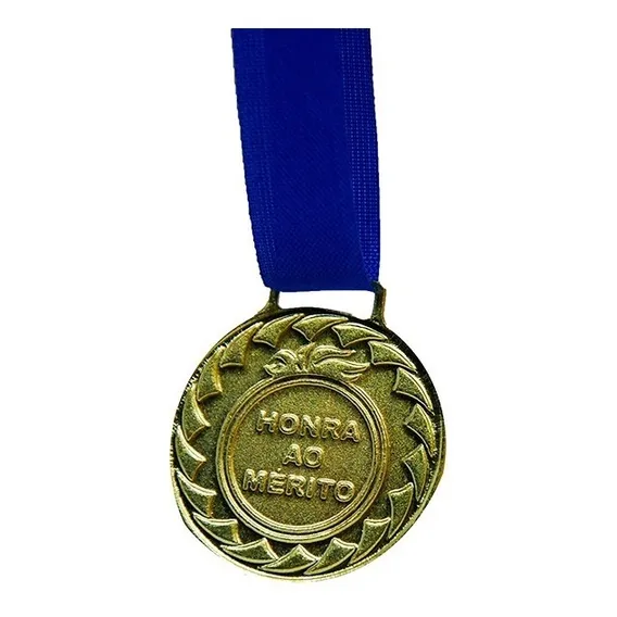 Medalha De Ouro M30 Esportiva Honra Ao Mérito C/fita Azul Cor Dourado Foto 1