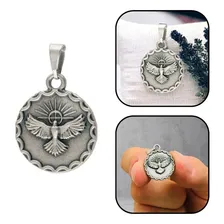 Medalha Pingente Espírito Santo Prateada Foto mini 1
