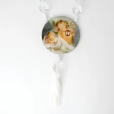 Medalhão Para Berço Do Anjo Da Guarda Branco Com Dezena Foto mini 3