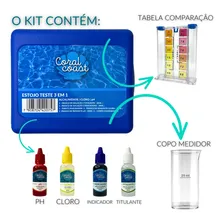 Medidor Cloro Ph Alcalinidade Kit Limpeza E Medição Piscina Foto mini  3
