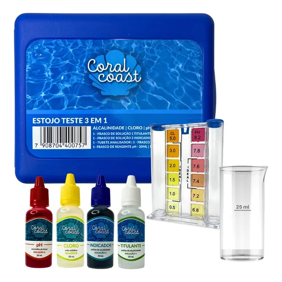 Medidor Cloro Ph Alcalinidade Kit Limpeza E Medição Piscina Foto 1