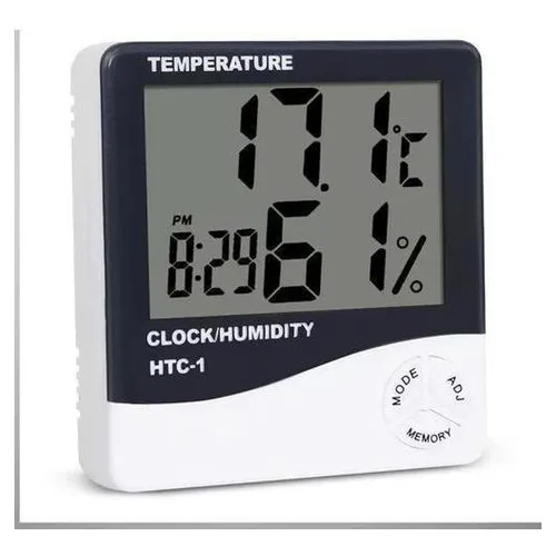 Medidor Umidade Temperatura Rel贸gio Digital Higr么metro Foto 1