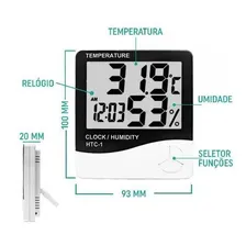 Medidor Umidade Temperatura Rel贸gio Digital Higr么metro Foto mini 2
