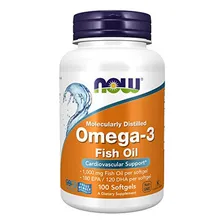 Ômega-3 1000mg 100 cápsulas softgels 180 EPA / 120 DHA Now Foods Foto mini 1