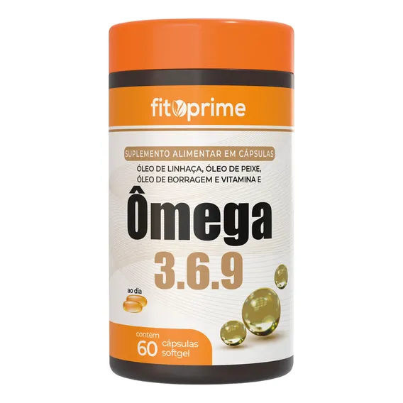 Ômega 3-6-9 Peixe Linhaça Borragem 1000mg 60cps Fitoprime Sabor Natural Foto 1