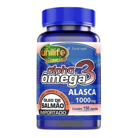 Mega 3 Alpha Óleo De Salmão 1200mg Unilife Com 150 Cáps Sem sabor Frasco Foto 1